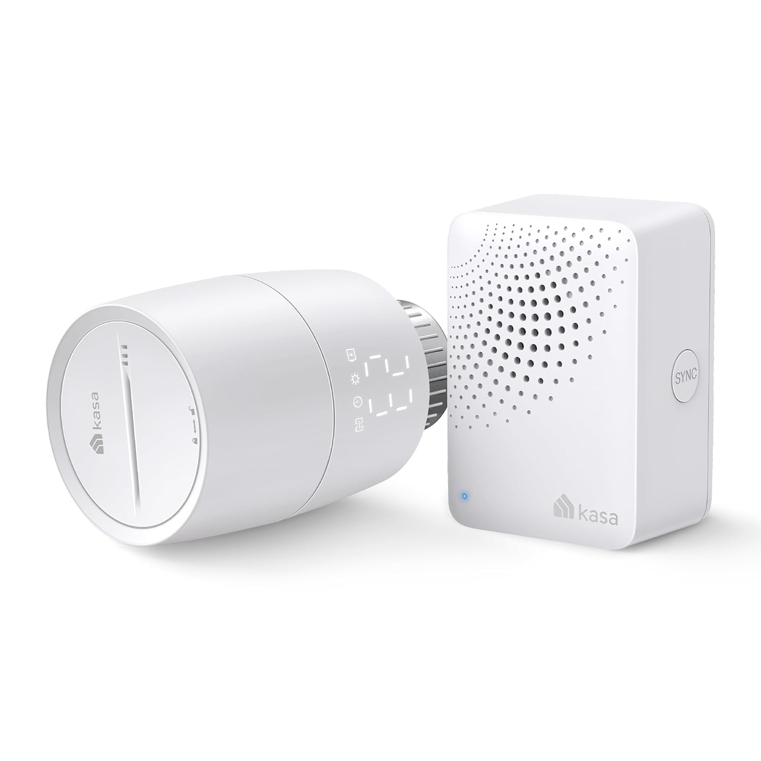 TP-Link Kasa KE100 KIT Valvola Termostatica Intelligente, Protezione Dal Gelo, Controlla a Distanza il Radiatori Dal Telefono, Risparmio Energetico, Contiene Kasa Hub KH100